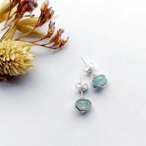 Aquamarine studs on silver