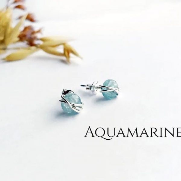 Aquamarine studs on silver - Image 2