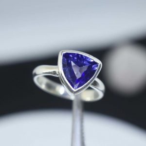 Bezeled Tanzanite ring on silver