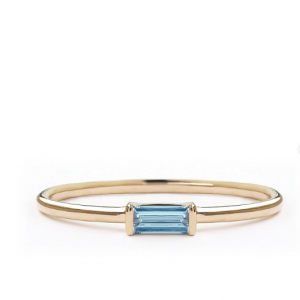 Aquamarine Ring, Baguette Ring, Dainty Ring