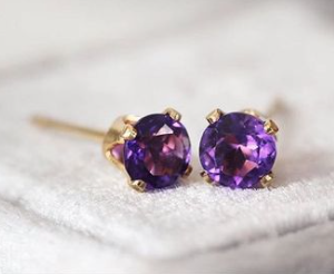 Cut deep colour Amethyst studs