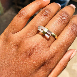 Gold plated clear quartz ring