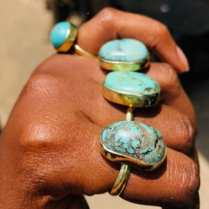 Natural turquoise ring (gold plated)