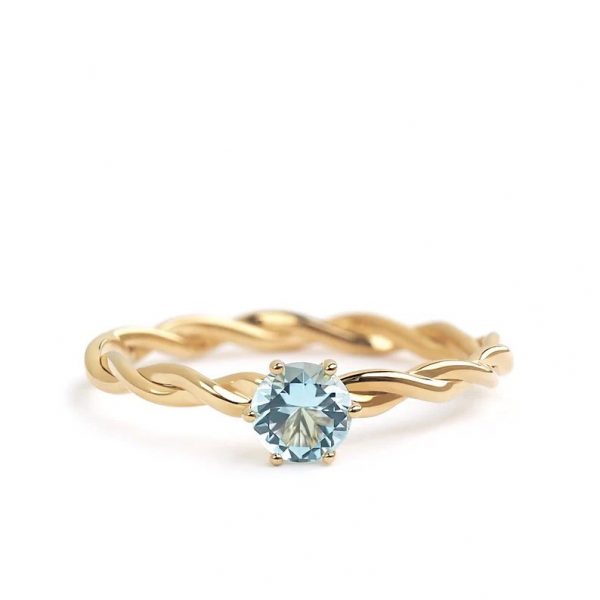Solid 18k Gold Aquamarine Ring