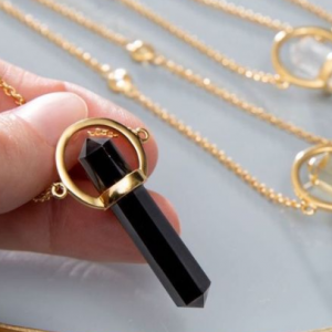 Black Tourmaline Pendant Gold Plated