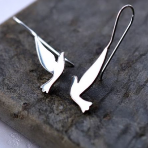 Drop Bird Earrings Sterling Silver