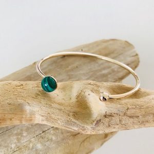 Malachite nugget bangle 24k Yellow Gold Vermeil