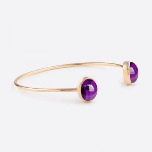Adjustable Amethyst Bangle 24K yellow gold vermeil