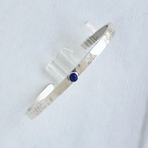 4mm Single Lapis Stone Cuff on sterling silver