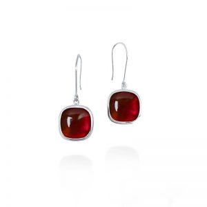 Cushion Red Garnet Drop Earrings