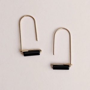 Black obsidian drop Earrings