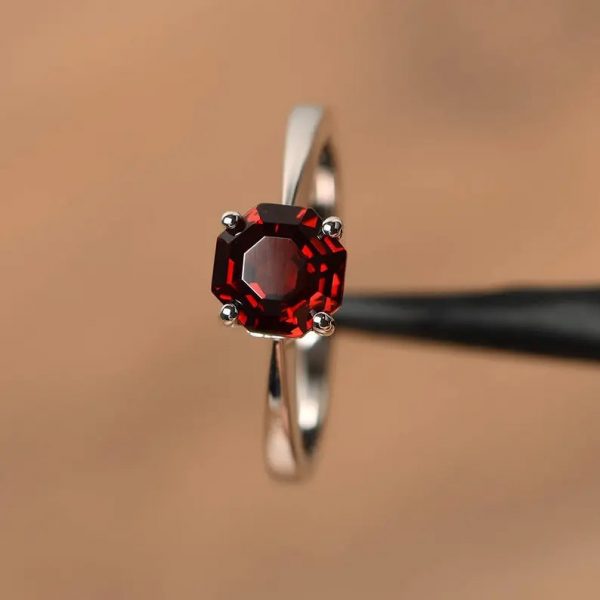 Natural red garnet rings - Image 2