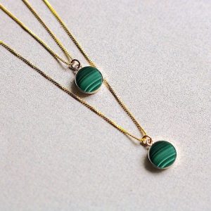 Gold plated malachite pendant