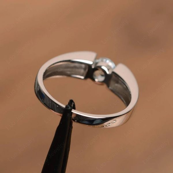 Aquamarine Solitaire Wide Band Ring - Image 2
