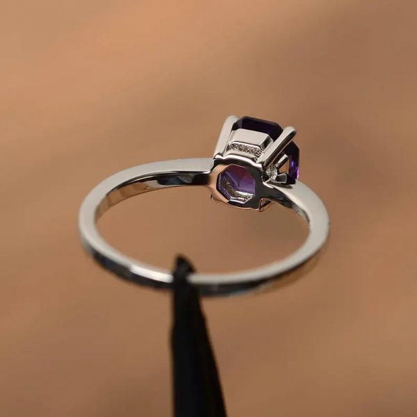 solitaire rings promise rings natural purple - Image 2