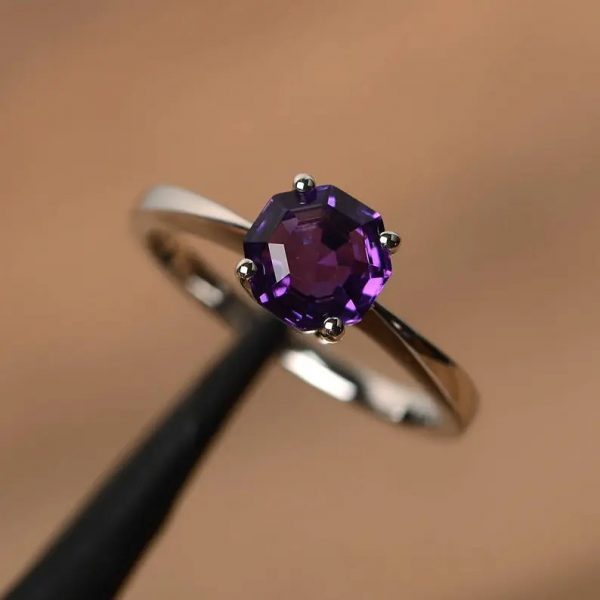 solitaire rings promise rings natural purple - Image 3