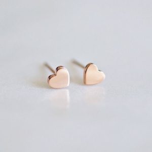 14k gold heart studs