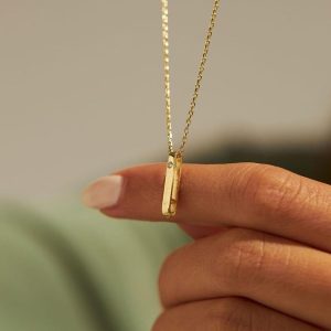 0.02 Carat Real Diamond Bar Necklace