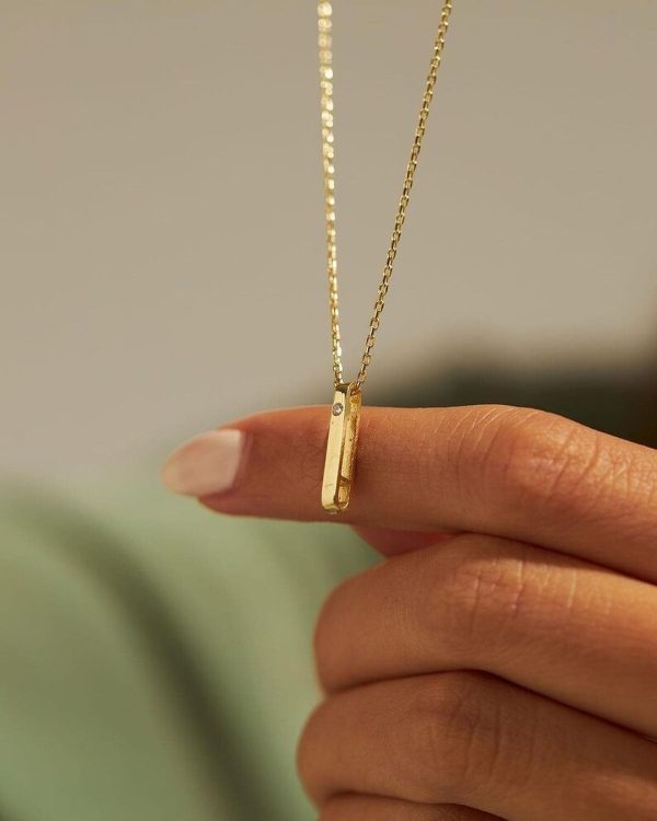 0.02 Carat Real Diamond Bar Necklace