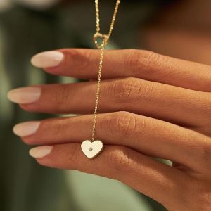 18 karat gold Heart Necklace 0.02 Carat Diamond Necklace
