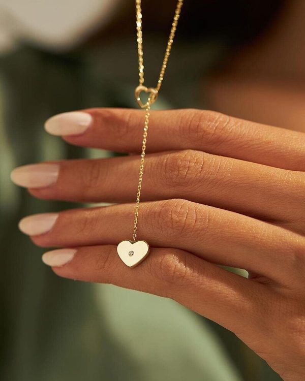 18 karat gold Heart Necklace 0.02 Carat Diamond Necklace
