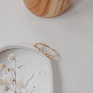 18 karat gold band, Hexagon Shape Gold Diamond Band