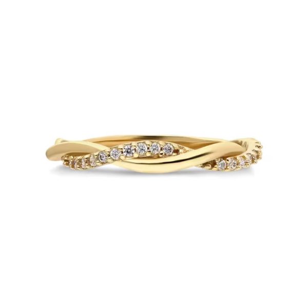 18 karat Gold Diamond Twist Ring , Diamond Eternity Ring - Image 2