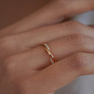 18 karat Gold Diamond Twist Ring , Diamond Eternity Ring