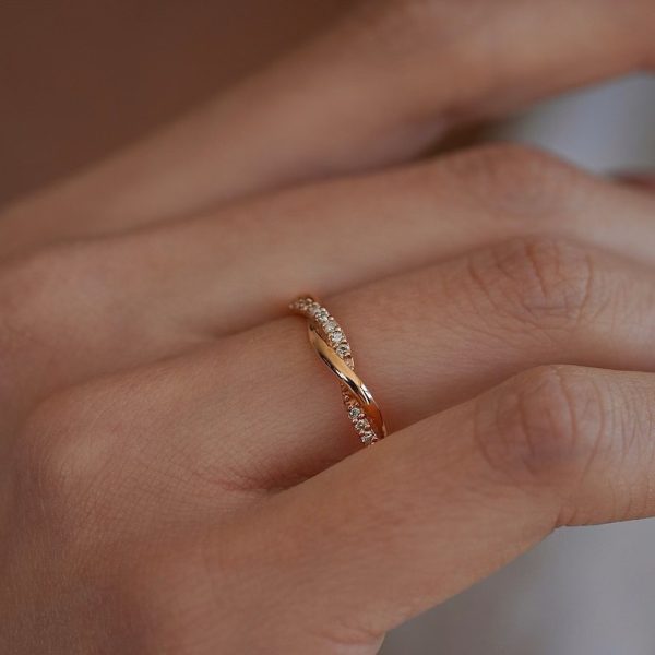 18 karat Gold Diamond Twist Ring , Diamond Eternity Ring
