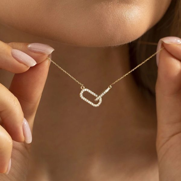 Intertwined Necklace for Women with cubic zirconia set - Image 2