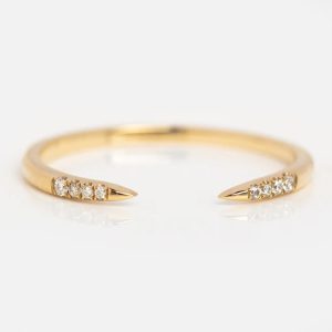14 karat Open Front Stacking Ring, with diamonds