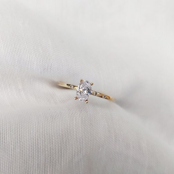 18K Solid Gold Moissanite Engagement Ring, Moissanite Ring - Image 2