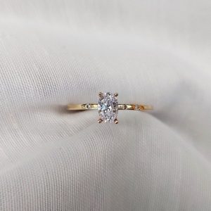 18K Solid Gold Moissanite Engagement Ring, Moissanite Ring