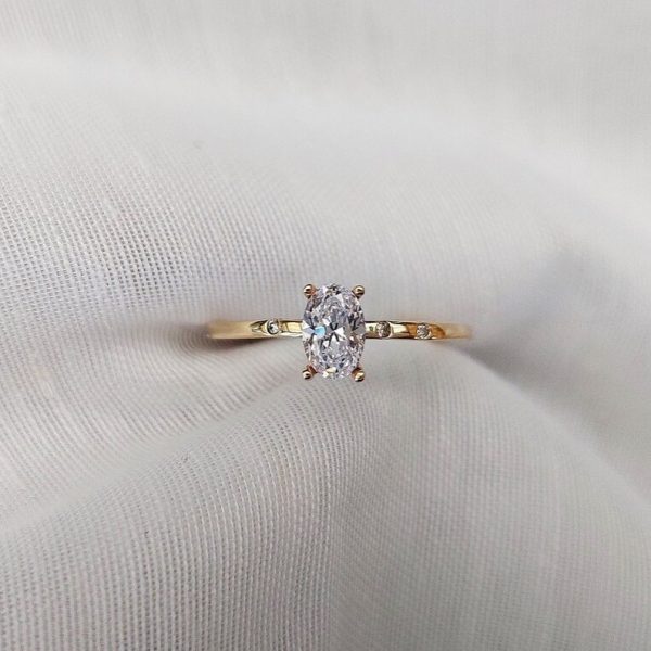 18K Solid Gold Moissanite Engagement Ring, Moissanite Ring