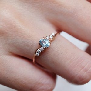 14 karat gold aquamarine cluster ring