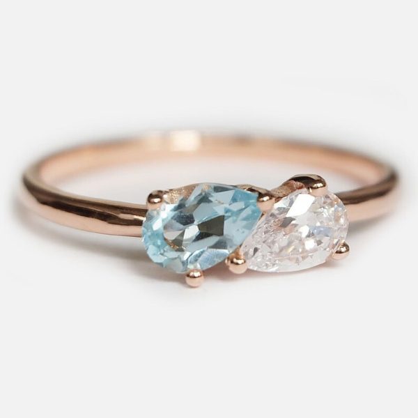 14 karat gold Aquamarine and moissanite - Image 2