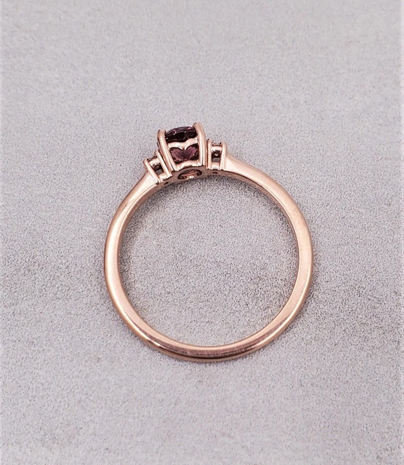 14k rose gold ring with a Breathtaking Round Lotus Garnet and Sparkling Diamonds,