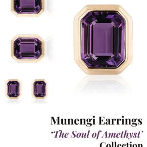 Munengi Earrings - 1.5ct Each Emerald-Cut Amethyst in 14K Gold Double Bezel Setting