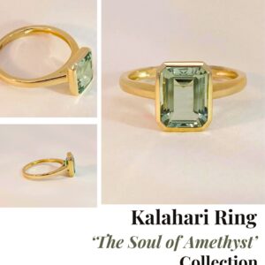 Kalahari Ring 4 Carat Double Bezel Green Amethyst in 14K Gold