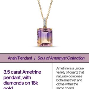 3.5 Carat Ametrine Pendant with Diamonds on 18K Gold