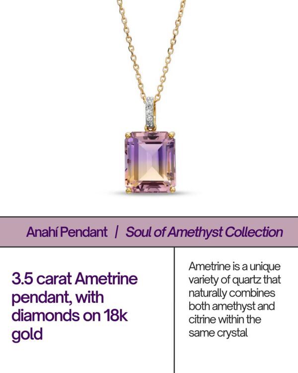 3.5 Carat Ametrine Pendant with Diamonds on 18K Gold - Image 2