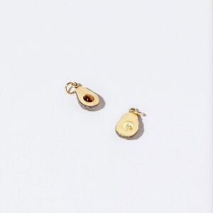 Golden Miniature Avocado Duo Charm- Cast on 9 karat Gold- Tiger's Eye