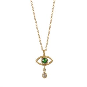 The Guradian Amulet-Evil Eye Pendant with Tsavorite & Diamond in 18K Gold.