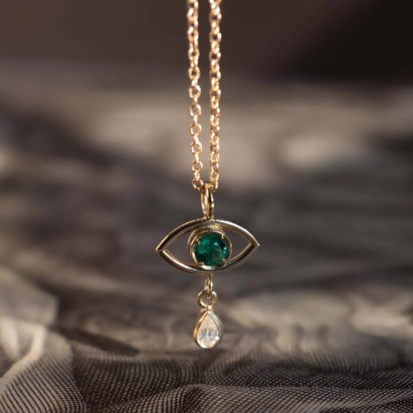 The Guradian Amulet-Evil Eye Pendant with Tsavorite & Diamond in 18K Gold. - Image 3