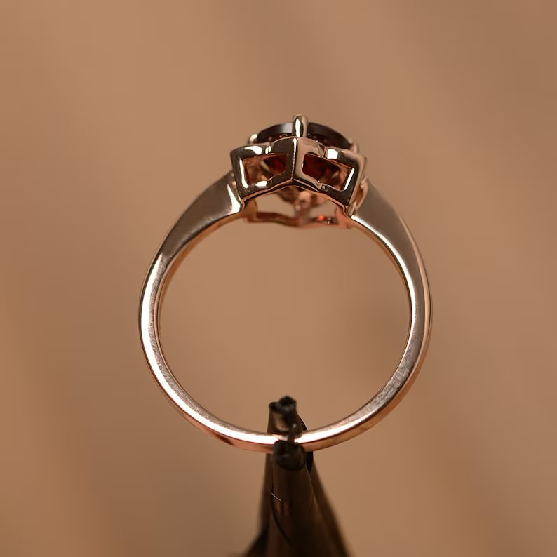 18k Rose Gold Garnet Engagement Ring