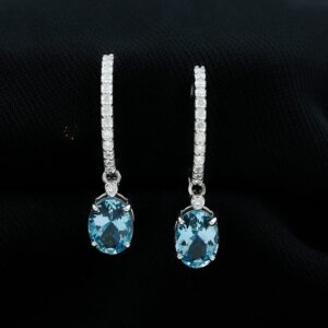 Ngíro Drop Earrings on Silver with Aquamarine
