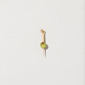 Golden Martini Olive Charm 18K Yellow Gold (Peridot & Ruby)