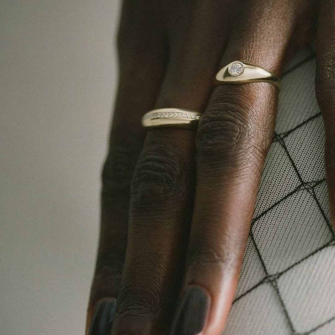 The Pavé Hallow Ring 14 karat gold