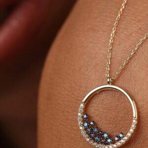 18K Gold Samawati Pendant, Diamonds, Amethyst & Aquamarine