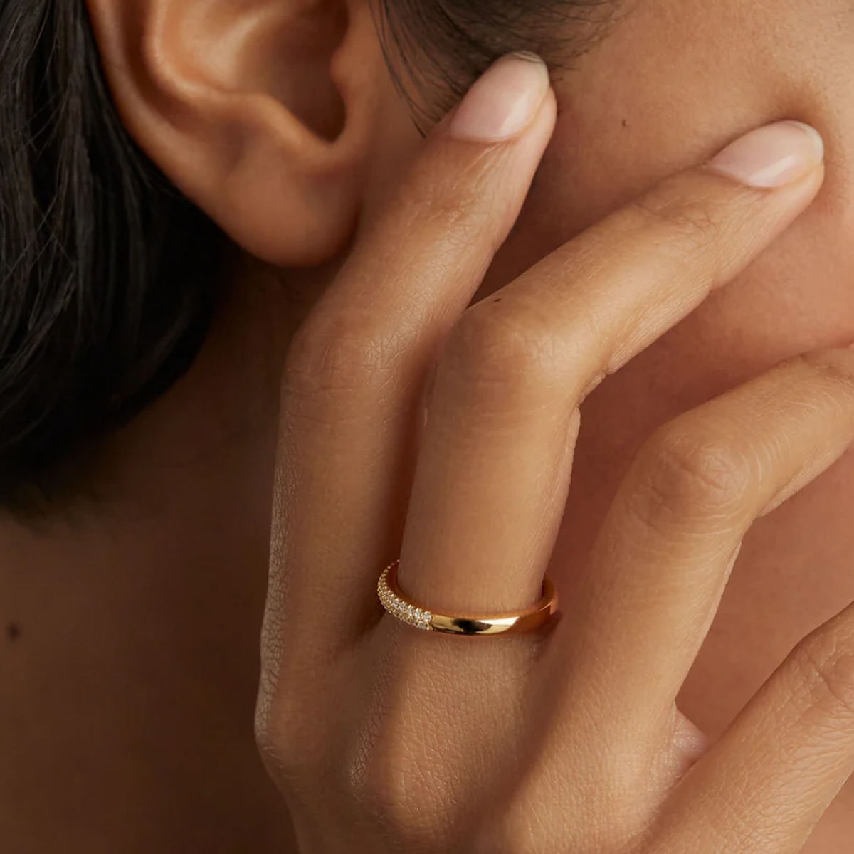 The Diamond Whisper – Pavé Eternity Ring in 18K Yellow Gold